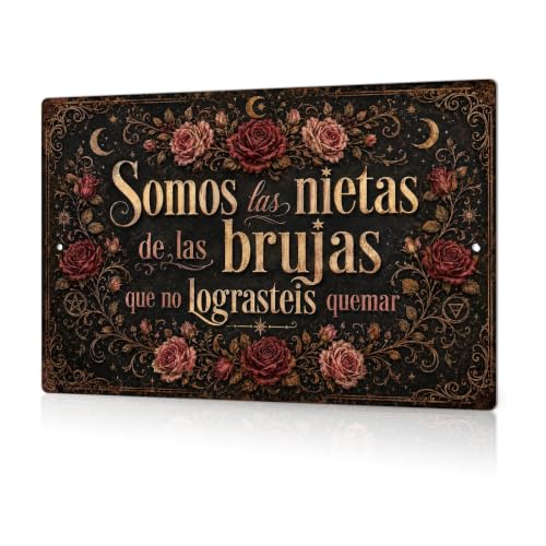 Putuo Decor Nietas de Las Brujas Letrero Metalico, Decoracion Vintage Feminista para Dormitorio, Oficina y Regalo para Mujeres Putuo Decor Nietas de Las Brujas Letrero Metalico, Decoracion Vintage Feminista para Dormitorio, Oficina y Regalo para Mujeres