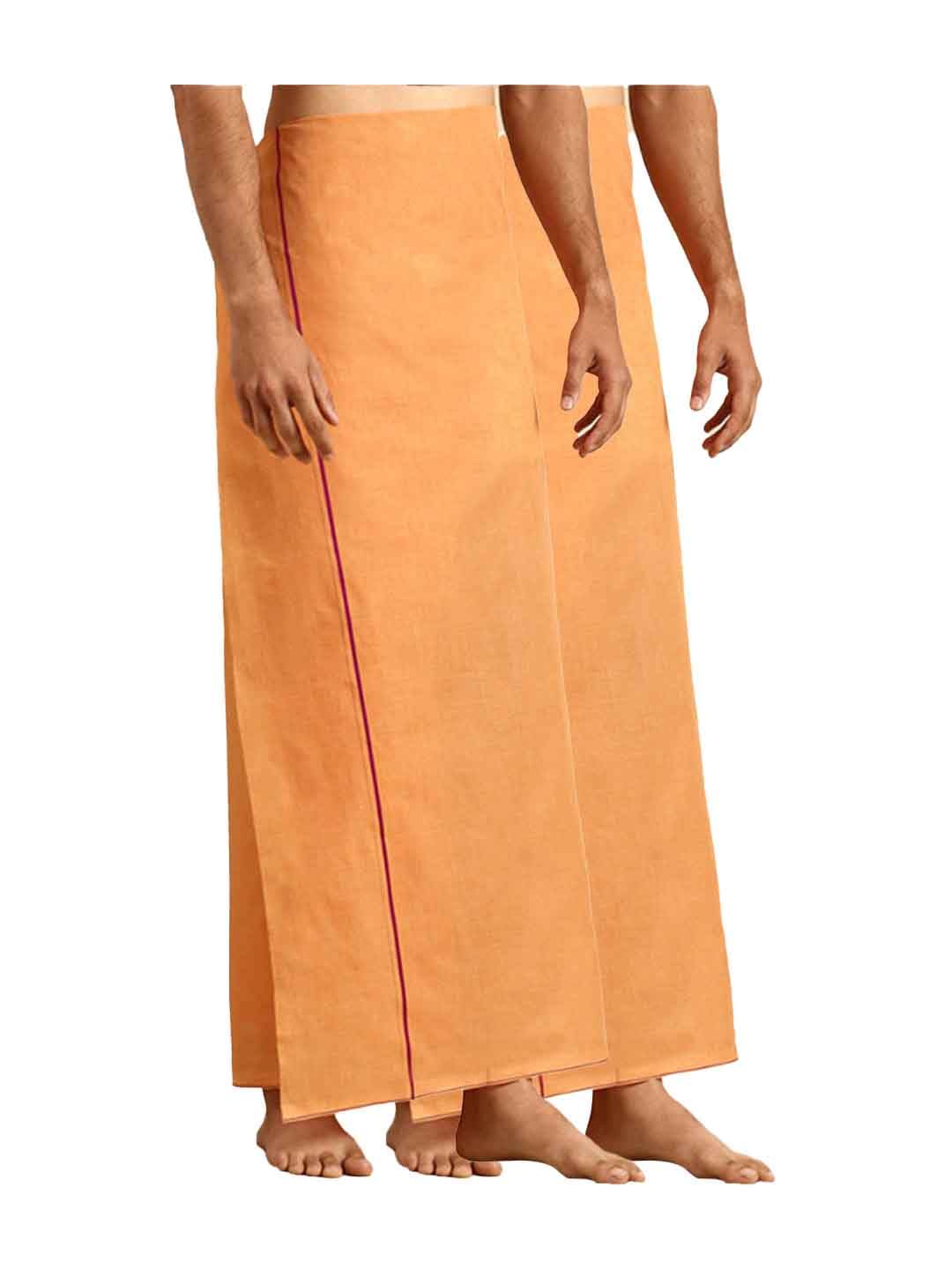 ramraj cotton RAMRAJ Mens Solid Cotton Dhoti with Border Pack of 2-picture-34
