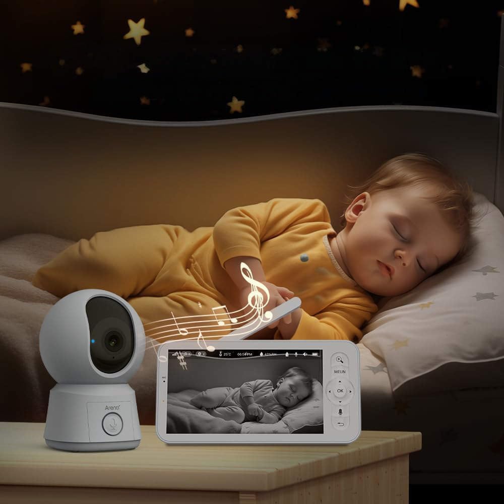 ARENTI AINanny B2 Kit Vigilabebés Full HD con Pantalla LCD de 5 Pulgadas, cámara, Giro e inclinación con Seguimiento automático