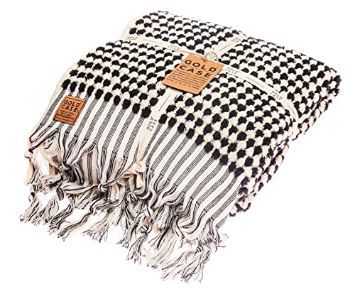 GOLD CASE PonPon Towel Series - Bath Towels - Authentic - Jumbo Size 71x40 inches - Super Soft - Vintage Series - Extra Absorbent 100% Natural Turkish Cotton - 600 GSM, Black