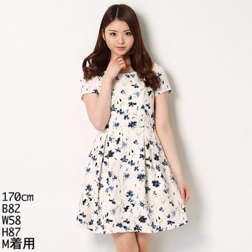 Amazon Co Jp ビス Vis ワンピース カーネーション柄ボックスタックワンピース 16サンドベージュ M 服 ファッション小物
