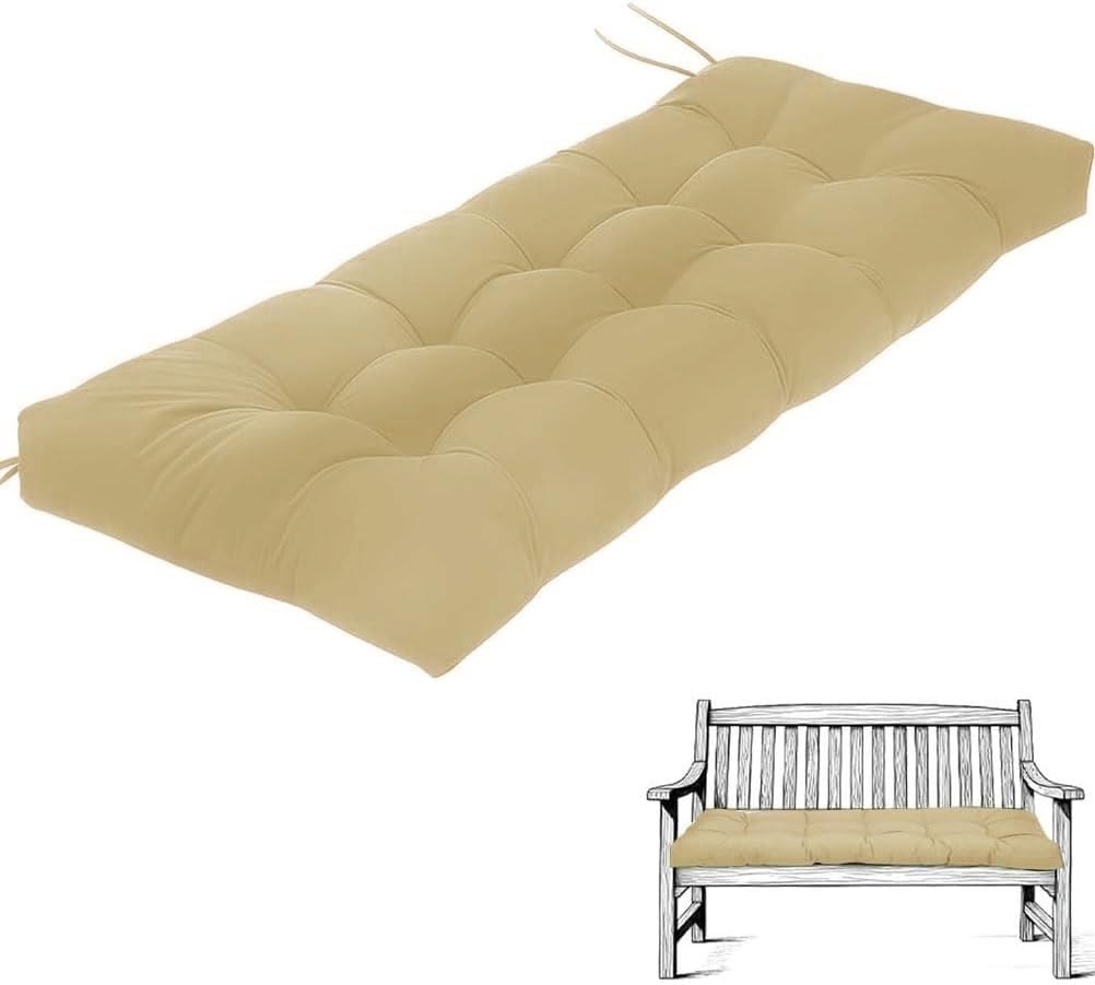 Coussin de banc de jardin imperméable kaki pour assise terrasse