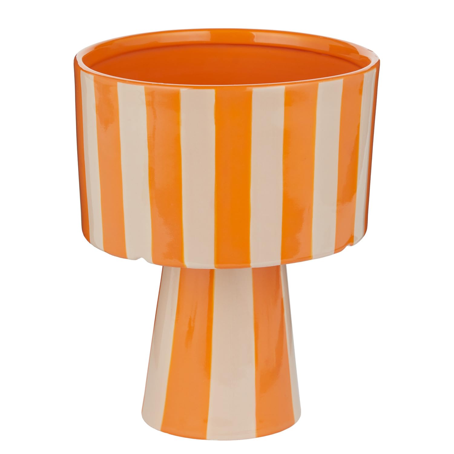BUTLERS Pflanztopf auf Fuß 16x20cm Steingut -Lines- Übertopf mit Standbein | Dekoratives Gefäß | Dekoration für Balkon & Wohnzimmer