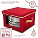 Simplify Holiday Dinner Plate Dinnerware Storage Box | 12.2 Inch | Christmas China | 12 Felt Dividers | Tableware Setting | Red