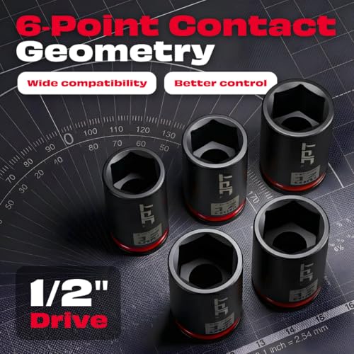 Image of JPT 10pcs Deep Impact Socket Set 1 /2 inch Drive | CR-MO Hardened Steel True Impact Material | 10-24 mm Sizes | For Impact Wrench & Ratchet Use | Ultra Heavy Duty