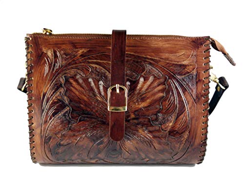 Handmade Wooden Finish Leather Crossbody Sling Bag for Women (Brown) | Top Grain Leather Hand Bags for Women's Crossbody Purse4