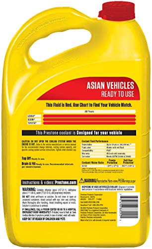 Prestone AF6200-6PK 50/50 Antifreeze/Coolant for Asian Vehicles (Red), 1 Gallon, (Pack of 6)