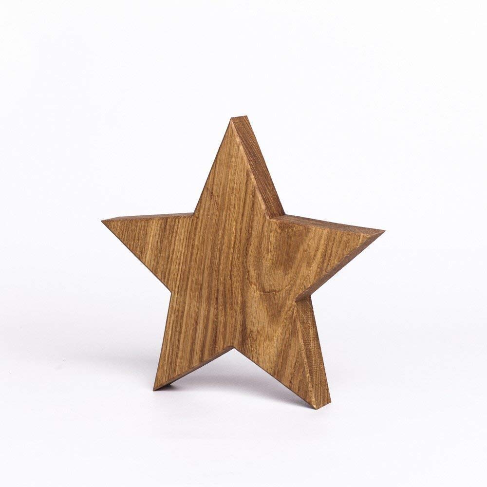 Holzsterne 3er Set Eiche – Handgefertigte Holzstern Deko aus Bayern I Weihnachtsdeko Holz für Fenster, Tisch & Advent I 20, 30 & 40 cm große Sterne