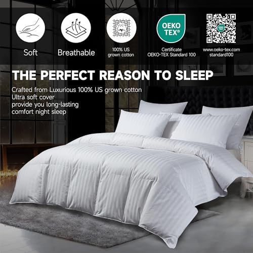 Image of Beautyrest Hungarian White Goose Down Comforter Queen /Full Size, 100% USA Grown Cotton Fabric, 750 Fill Power Fluffy Duvet Insert, 500 Thread Count All Seasons Warmth Luxurious Comforters,90 inch x 98 inch