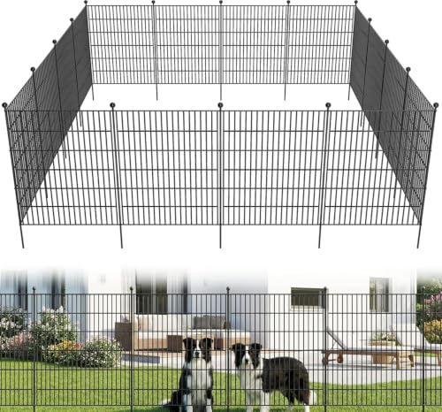 Image of Toolterritary 15 Panels No Dig Garden Fence, 40 in(H) X 36.3 ft(L) | Metal Fence Panels, Thickened Rustproof Garden Fencing, Animal Barrier Fence for for Dogs, Rabbits, Landscape, Patio