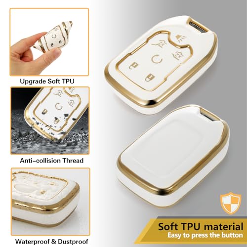 Image of Key Fob Cover for GMC Yukon, Rhinestone Loop Case, Gold Edge