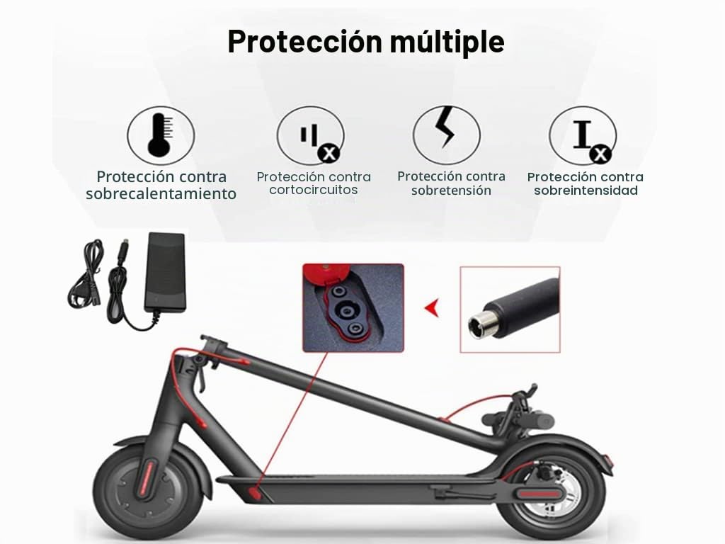 Xiaomi M365 Adaptador Cargador Patinete Eléctrico 42V 2A Fuente Alimentación con Soporte Móvil Giratorio 360°