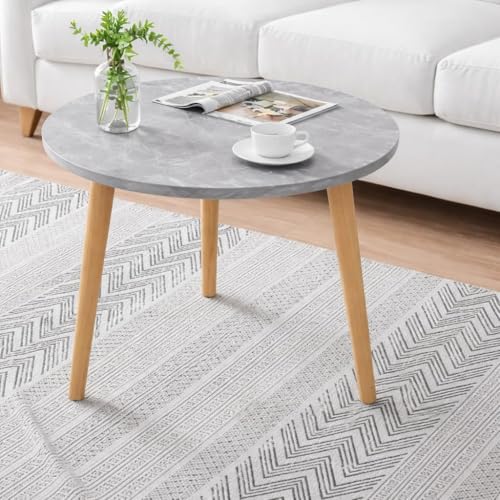 Image of Brown Art SHOPPEE Coffee Table Faux Marble Design Table Side Table, Round Solid Wood End Table Coffee Table Flower Stand Sofa Side for Living Room Balcony Furniture Decor Corner table-15x15x18 (Grey)