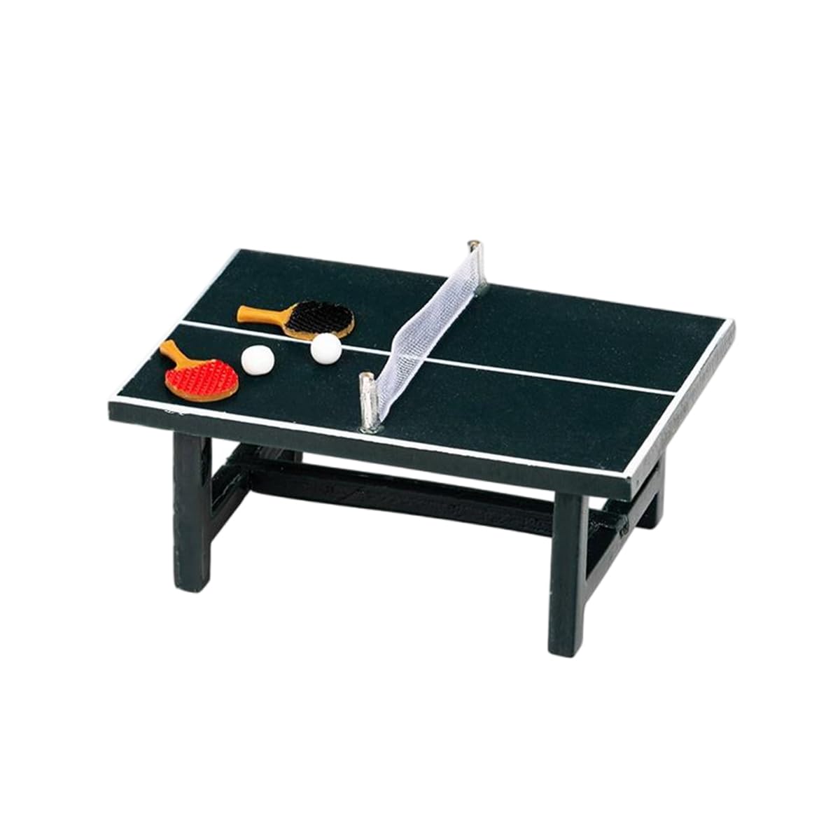 Orivin 1/12 Dollhouse Accessories Scene Model Play Tennis Table Set 70 X 50 X 30mm (One Ping Pong Table+two Rackets+one Ping Pong Ball)