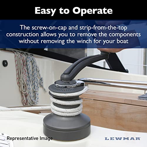 Image of Lewmar Ocean Self Tailing Winch 16CST Single Speed in Chrome - Single Speed Size 16 Winch, Gear Ratio 2:1, Power Ratio 15.8:1, Measures 4-3 /4 inch Base Diameter x 5-3 /4 inch Tall, no Tools Required