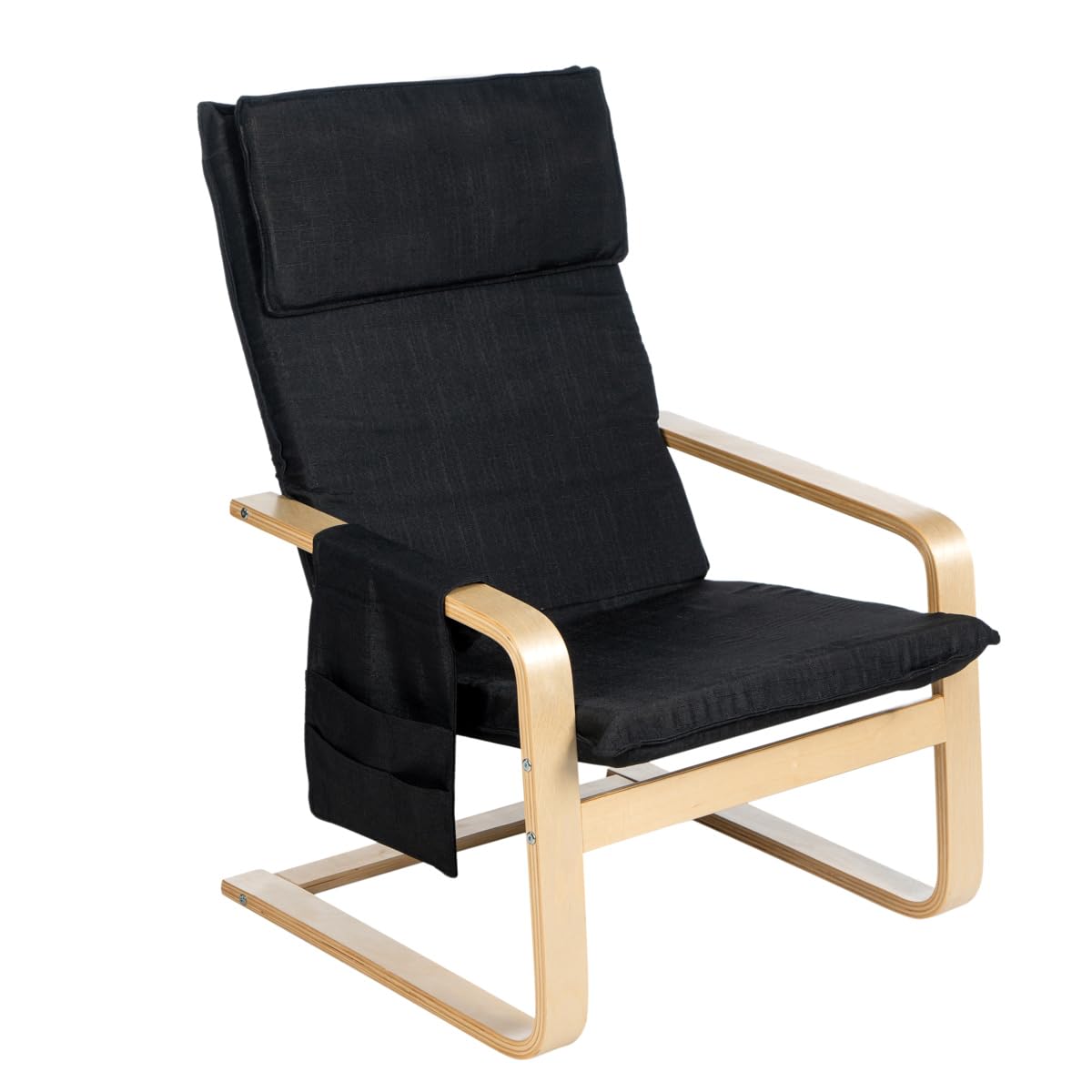 Gremium Poltrona Relax In Tessuto Con Schienale Ergonomico, Seduta Imbottita Sfoderabile, Cuscino Poggiatesta, Struttura in Legno Con Braccioli e Sacca Portaoggetti