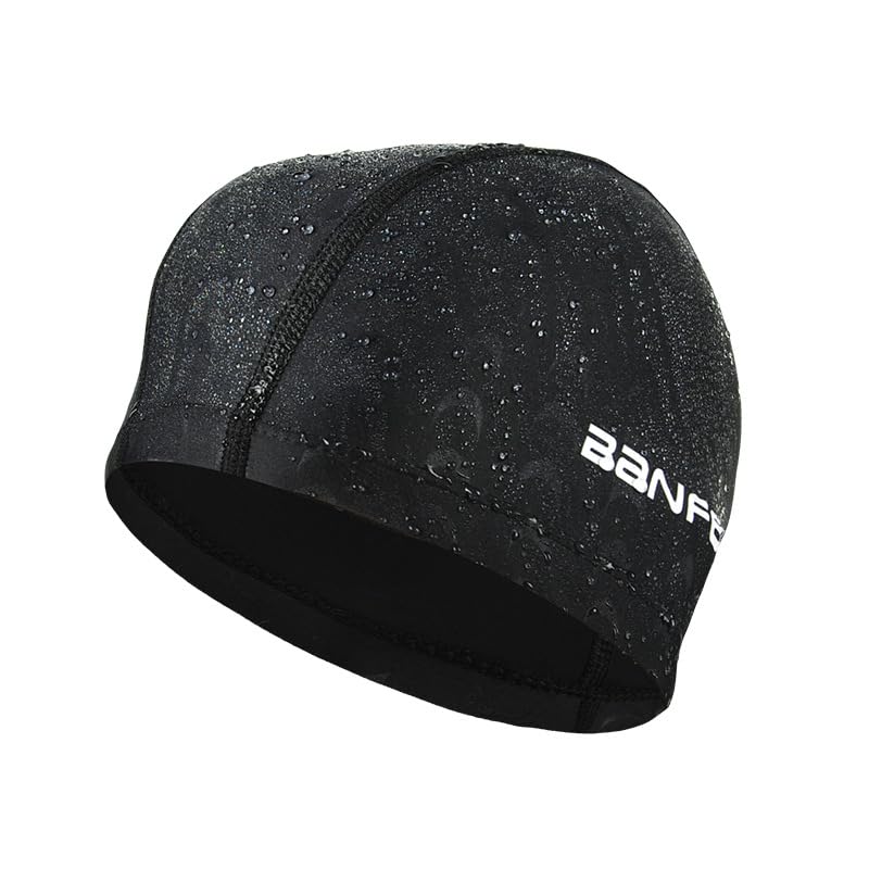 RONGXINUS Extra Large Swimming Cap Adult Waterproof Swimming Cap Women Men Elastic Silicone Swim Pool Hat Beach Surfing Long Hair Bathing Cap Ears Protection Swim Cap (Black-a)
