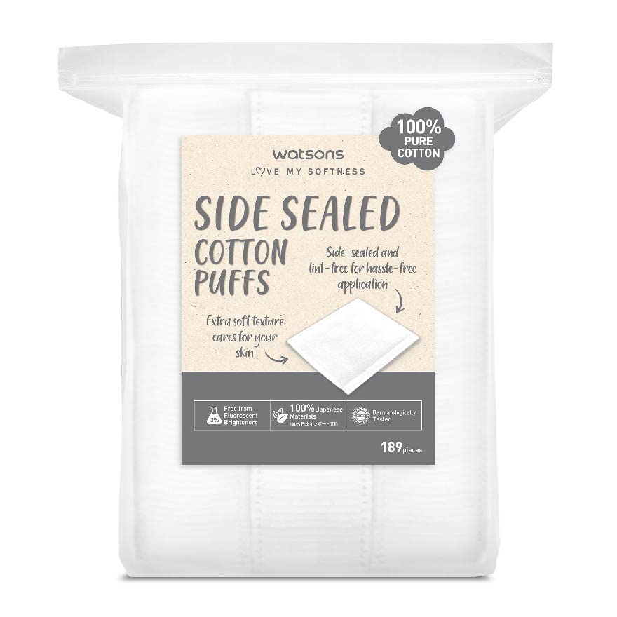 WATSONS Side Sealed Cotton Puffs (100% Pure Cotton) 189s