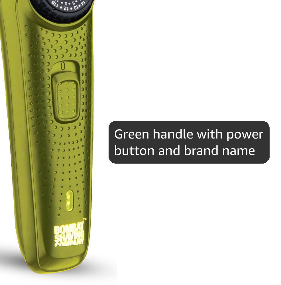BOMBAY SHAVING COMPANY Flash Charging Men Beard Trimmer with Styling Pen Trimmer 120 min Runtime 38 Length Settings (Green)