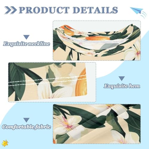 Kids Swimsuit Orange Flower Fruit Sunscreen T-Shirts Swimwear Sets UPF 50+3