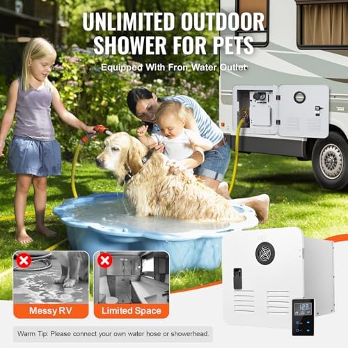 Uargd RV Tankless Water Heater, Instant Shower with 15 x 15 Inch White Door and Remote Control, 65000 BTU for Reliable Hot Water, Perfect for Daily Use by RV Travelers and Families - 4