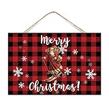 Weihnachtsmann-Holzschild, Weihnachtsdekoration, Holzschilder, Bauernhaus, rustikale Wanddekoration, Schilder für Kinderzimmer, Schlafzimmer, für Kinder, Teenager, 30,5 x 20,3 cm