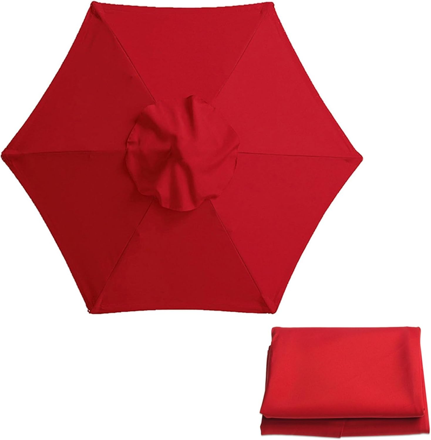 Replacement Umbrella Canopy for 6 Ribs Outdoor Patio Parasol Cover Surface Polyester UV Blocking (Canopy Only) (Color : Khaki Size : 2.7m(9ft)) (Red 2m(6.5ft))