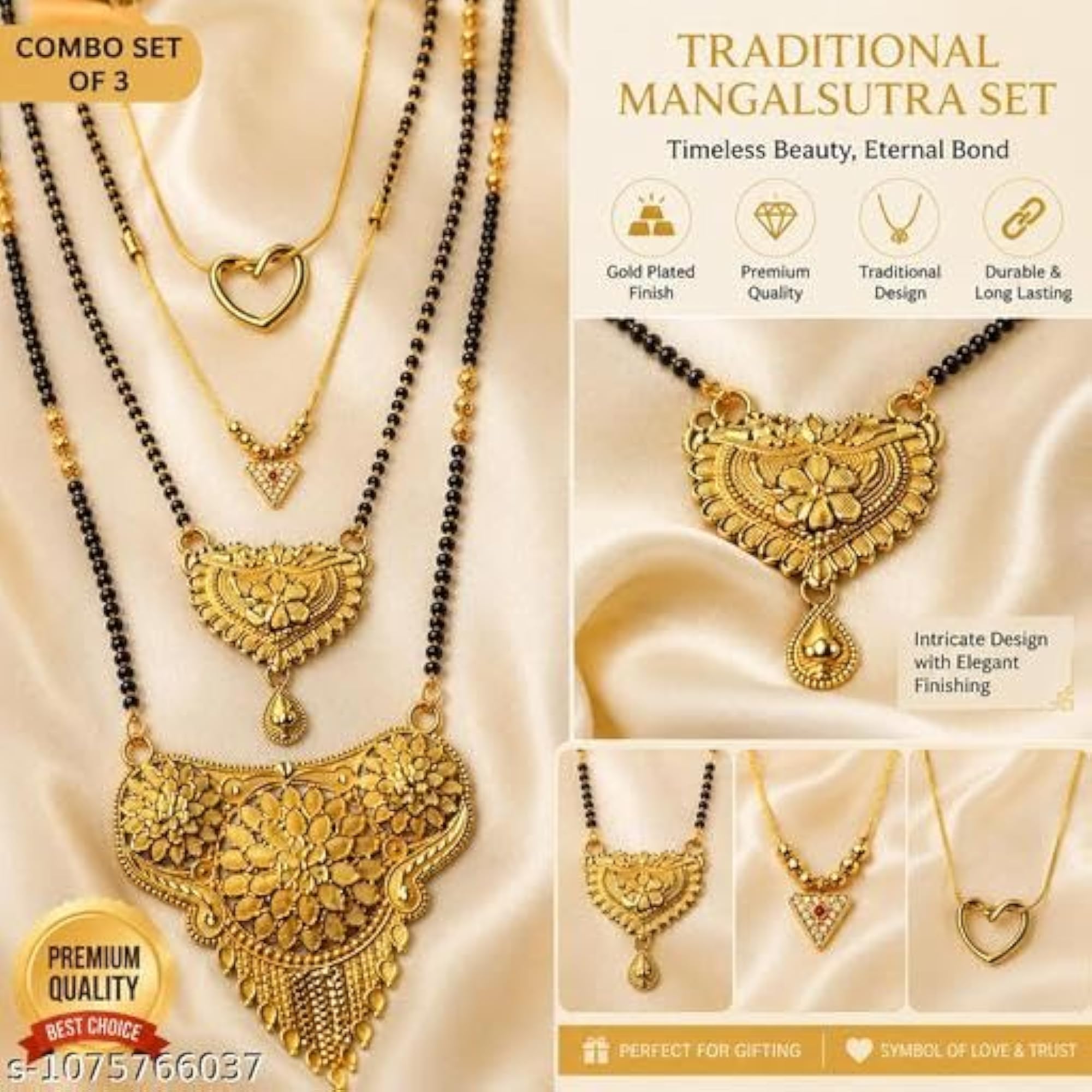 4 Piece Women's Gold Plated Mangalsutra Jewellery Set