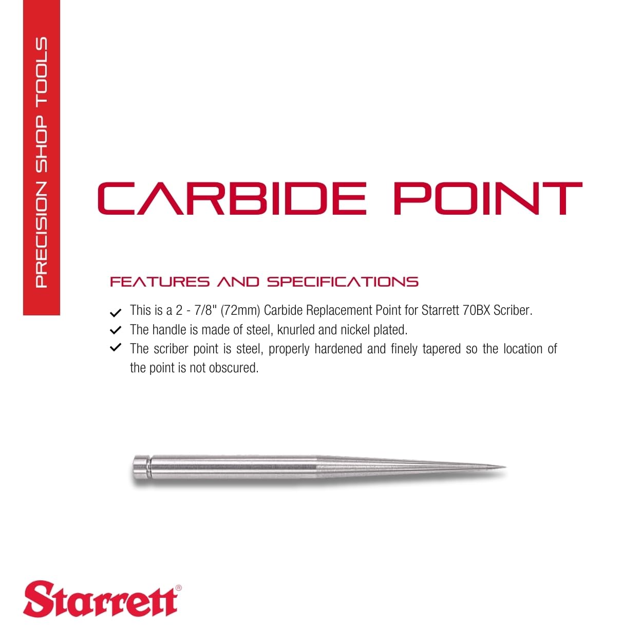 Starrett Carbide Point Replacement for 70BX Pocket Scriber, 2-7/8" Length — Amazon image 2
