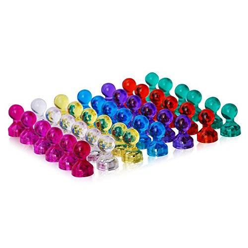 Netany 100-Pack Strong Magnetic Push Pins - 7 Assorted Color Office Magnets - Perfect Magnets for Whiteboard, Refrigerator, Map and Calendar
