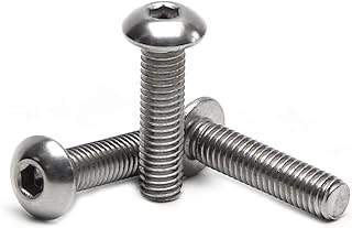 MroMax M5x20mm Button Head Screws Full Thread Socket Cap Screw Allen Socket Drive Stainless Steel 304 10PCS