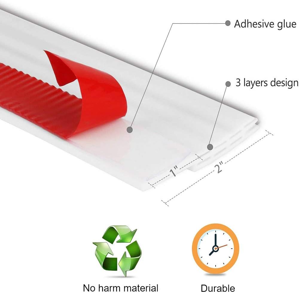 fowong Under Door Sweep White, 2" W x 47" L, Door Draft Stopper for Exterior & Interior Doors, Door Bottom Seal Strip Soundproofing Long Door Gap Weather Stripping