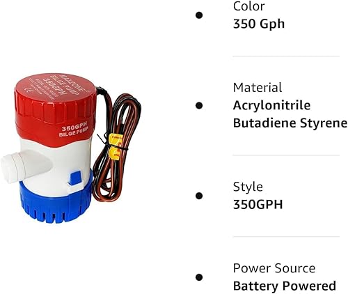 Miniatura 6 de Bomba de agua sumergible de sentina para barco, 12 V, no automática, bomba de sentina eléctrica marina para estanques, piscinas, spas silenciosa,