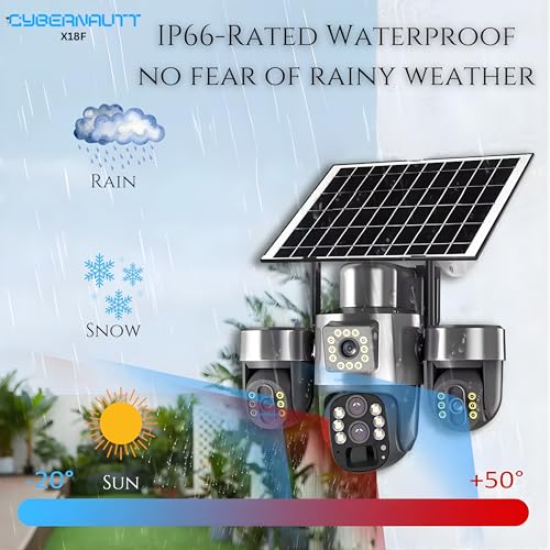 Image of XUGA Cybernautt X18F 3 Lens Dual Solar 4G Camera | Solar continuous charge 3-lens outdoor security camera. Works with Airtel 4G SIM cards. Mobile control for all 3 lenses.
