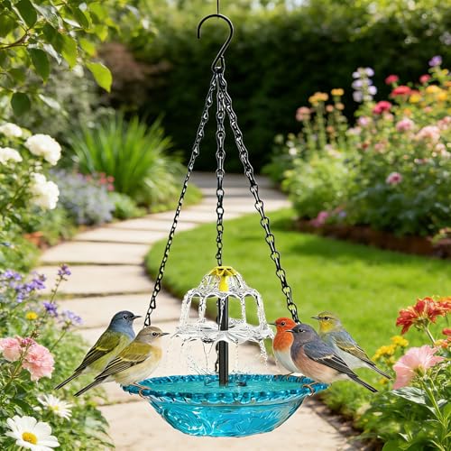 Cascade extérieure décorative et bain d'oiseaux suspendu solaire
