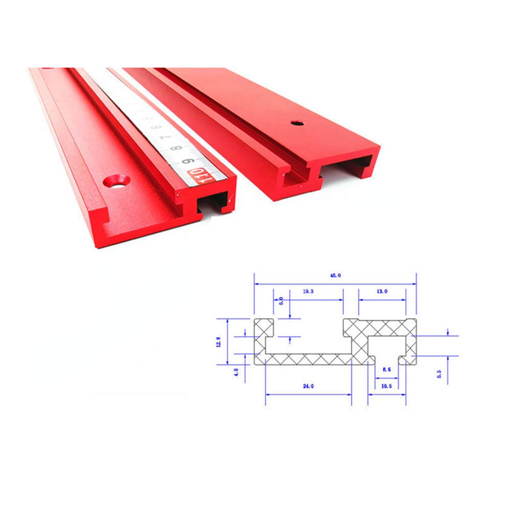 belupai 1000mm alliage d'aluminium rouge 45 type t-rail à bois t-slot rainure à onglet