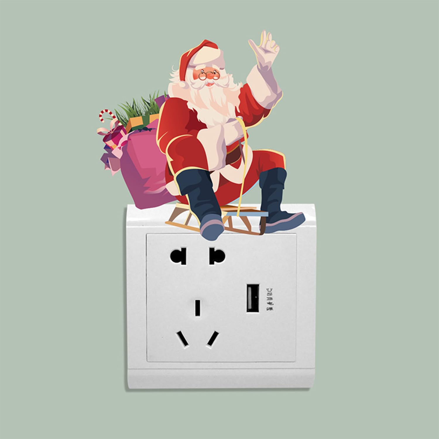 Sticker Noël frise de noël rouge et vert - 30x95cm pas cher - Stickers Muraux discount - stickers muraux