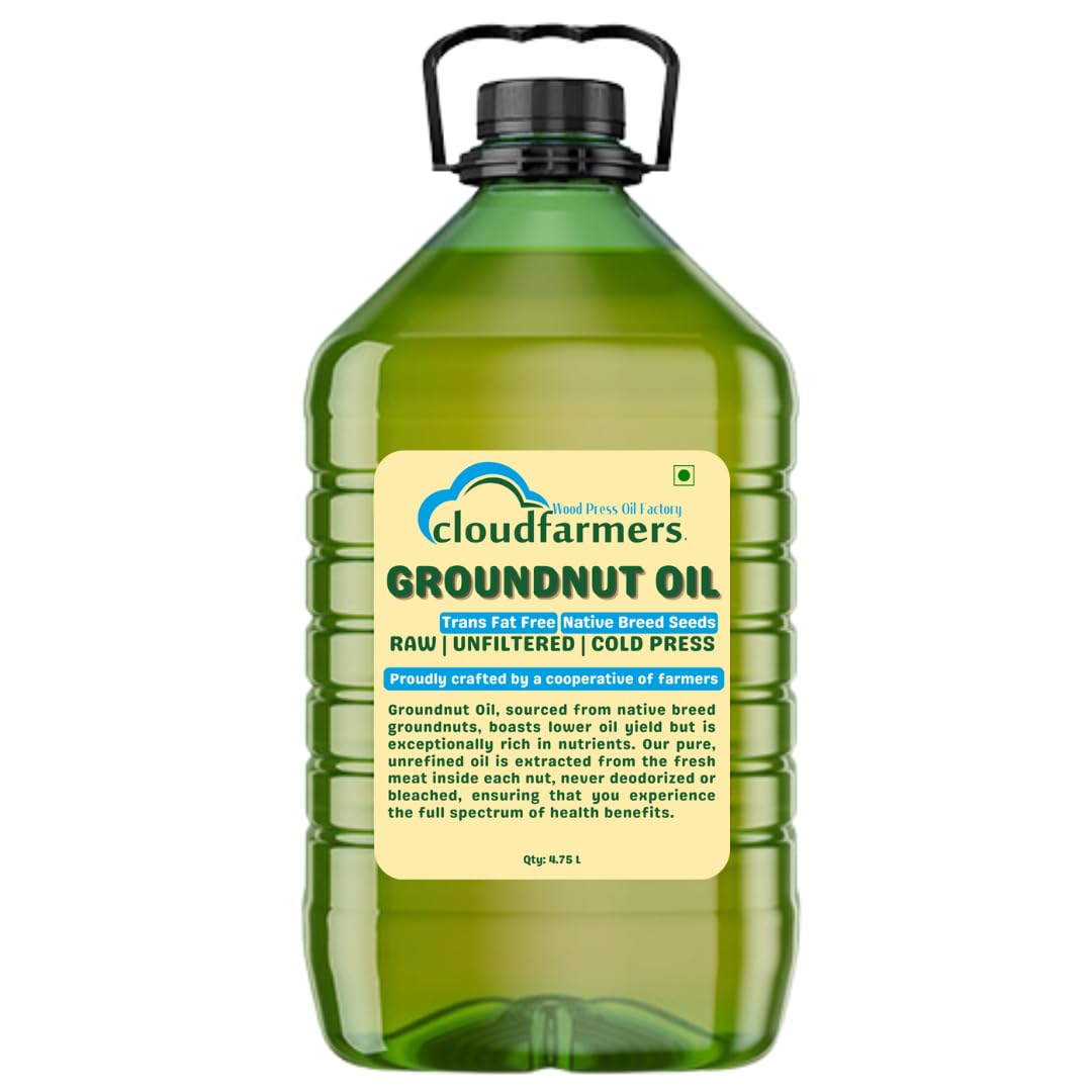 Cloudfarmers Wood press Groundnut Oil | By Farmers Society | Native Breed Grade A Groundnut | Unfiltered Unrefined Nutrient-Rich | Kachi Ghani | Wood Chekku | Cold Pressed Fresh Peanut Oil (4.75 L) (B0CLJ6ZHCD) Amazon Price History, Amazon Price Tracker