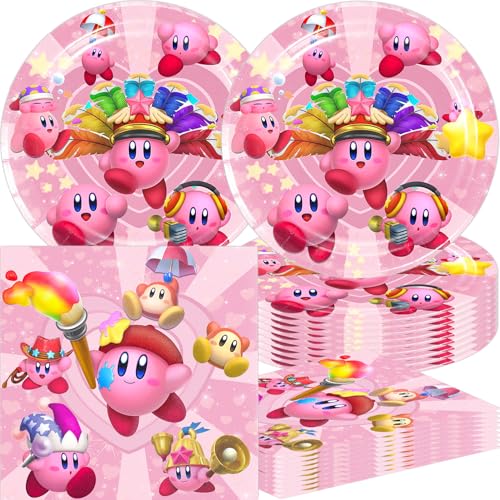 Kirby Party Supplies Party Supplies 40pcs include 20 plates 20 napkins for Kirby Party party decoration