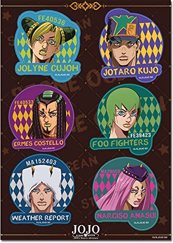 JoJo S5 Stone Ocean - Jolyne Cujoh & Partner Sticker Set 5"X7"