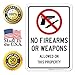 No Firearms Guns Or Weapons Allowed Sign, 10x7 Inches, Rust Free .040 Aluminum, Fade Resistant, Made in USA