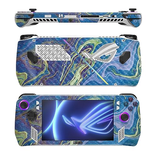 Image of MightySkins Carbon Fiber Skin Compatible with Asus ROG Ally - Blue Pour | Protective, Durable Textured Carbon Fiber Finish | Easy to Apply, Remove, and Change Style