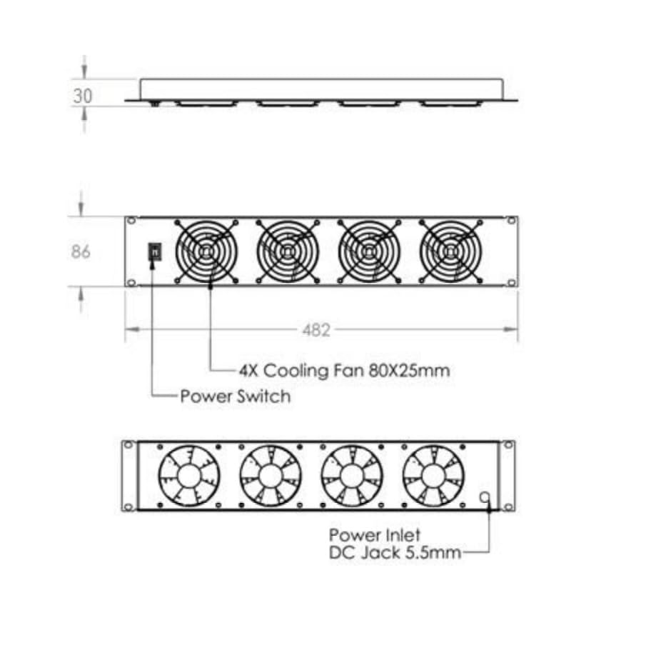 Image of Fourdot 19Inch U Rack Mount Network Server Front Exhaust Cooling (2U 4X80mm High Speed Cooling)