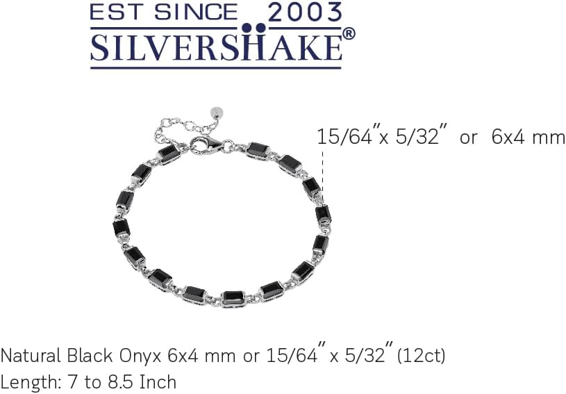 Silvershake 6X4mm Octagon Shape Birthstone Gemstone White Gold Plated or Yellow Gold Plated 925 Sterling Silver 7 to 8.5 Inch Adjustable Tennis Bracelet Jewelry for Women