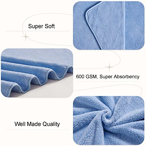 Junsey 4 Pcs Oversized Bath Towels Extra Large 35X70 Inches Bath Sheet 600 Gsm Quick Dry Towel For Bathroom Ultra Soft Hotel Absorbent Towels Set Blue #TOP4