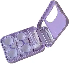 Kit de estojo de lentes de contato para uso diário e externo, kit de ferramentas de remoção de aplicador de lentes de contato com espelho e estojo de imersão de solução