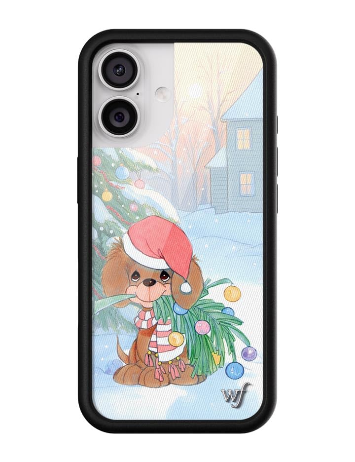 Cases - Compatible with iPhone 17 | Protective Black Bumper, 4ft Drop Test Certified, Women Owned Small Business | Christmas Season Gift Dog Santa | Precious Moment - Holiday Pup