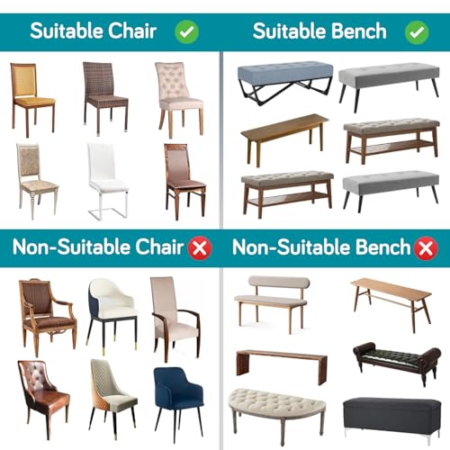 Image of HOKIPO 'SereneSolids' 140 GSM Dining Chair Cover Set of 4 with 1 Bench Cover, Sky Blue (AR-6282-SBL)