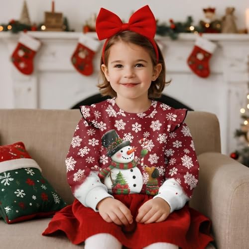 Dolyues Toddler Baby Girl Christmas Sweatshirt Cute Long Sleeve Crewneck Pullover Top Fall Winter Clothes 1-8T3