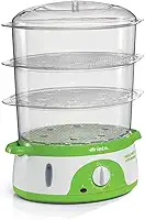 Ariete 911 - Panela a Vapor eletrica com temporizador 60", 3 cestos, recipiente de arroz, 800 Watts, 9 litros